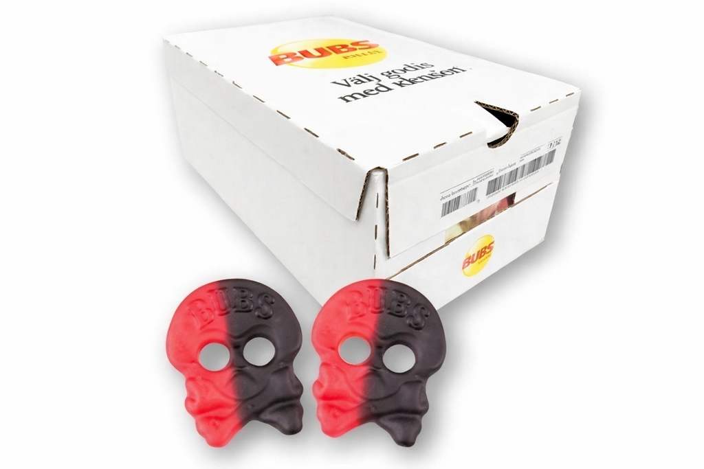 Bubs Raspberry Salty Licorice Skalle (50 g)