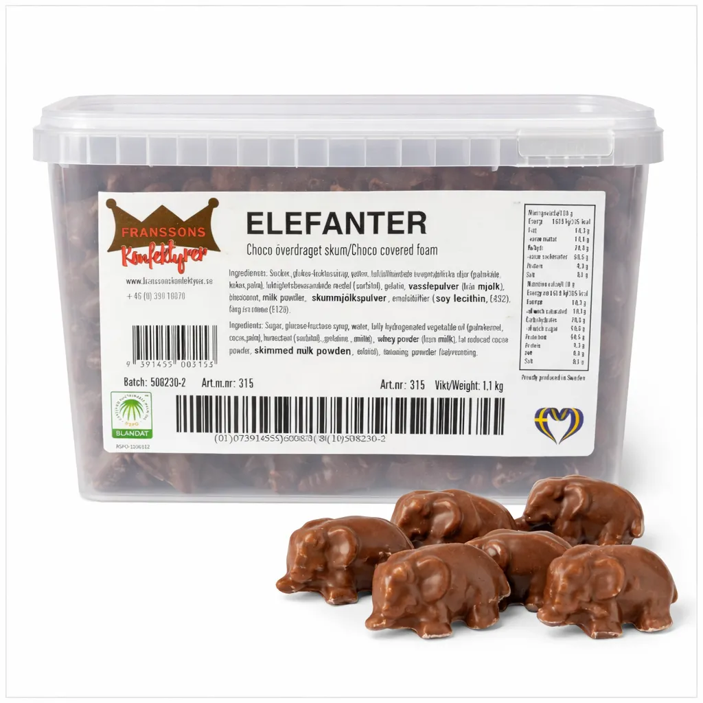 Elefanter Choko Overtrukket Skum (50 g)