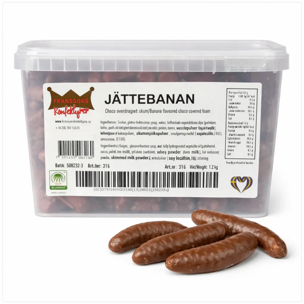 Kæmpe Banan Choko Overtrukket Skum (50 g)