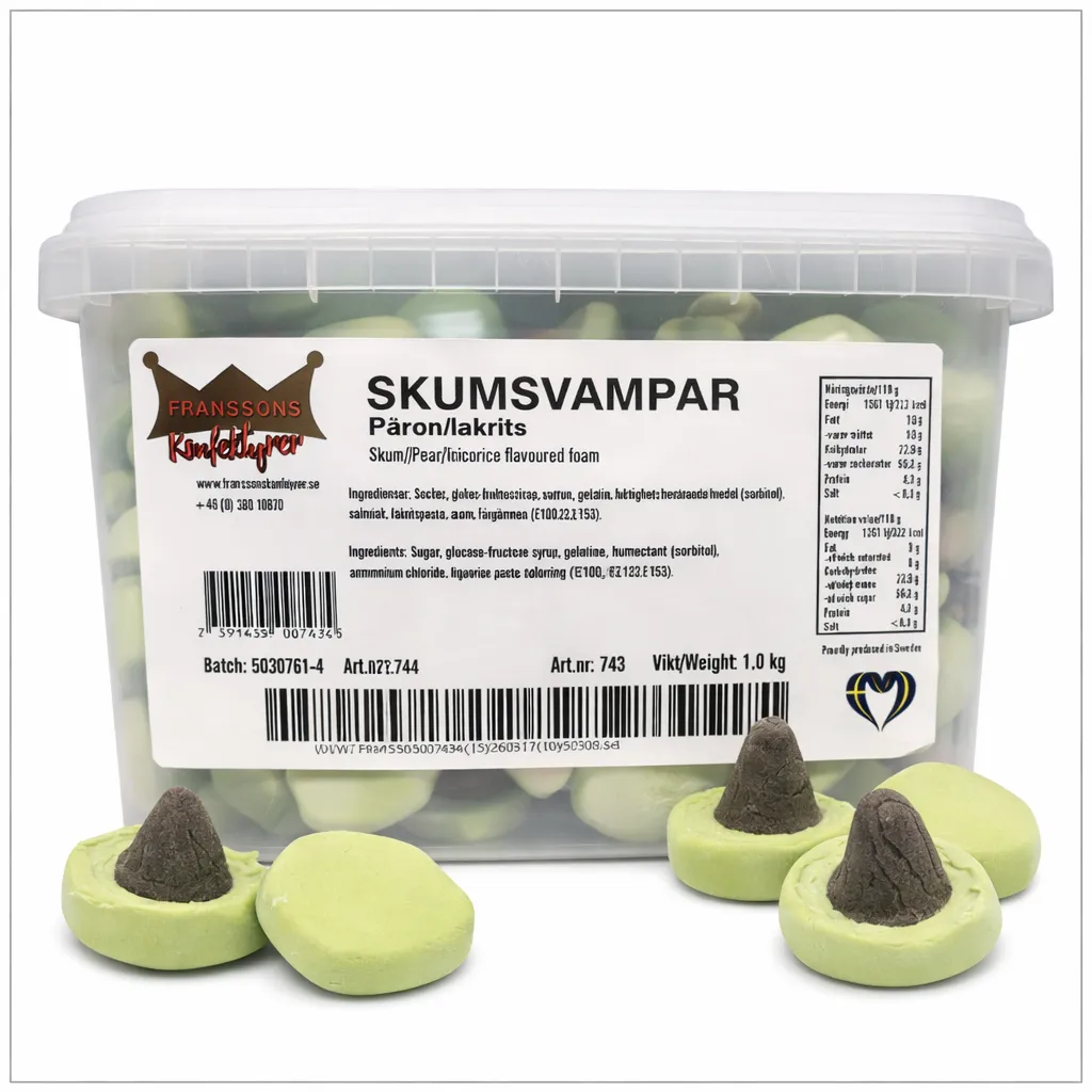 Skumsvampar Pæron/Lakrids (50 g)