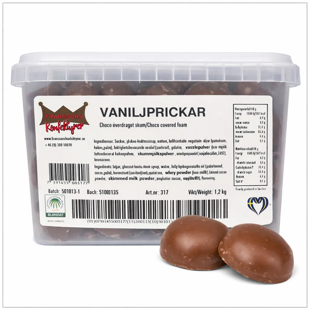 Vaniljeprikker Choko Overtrukket Skum (50 g)